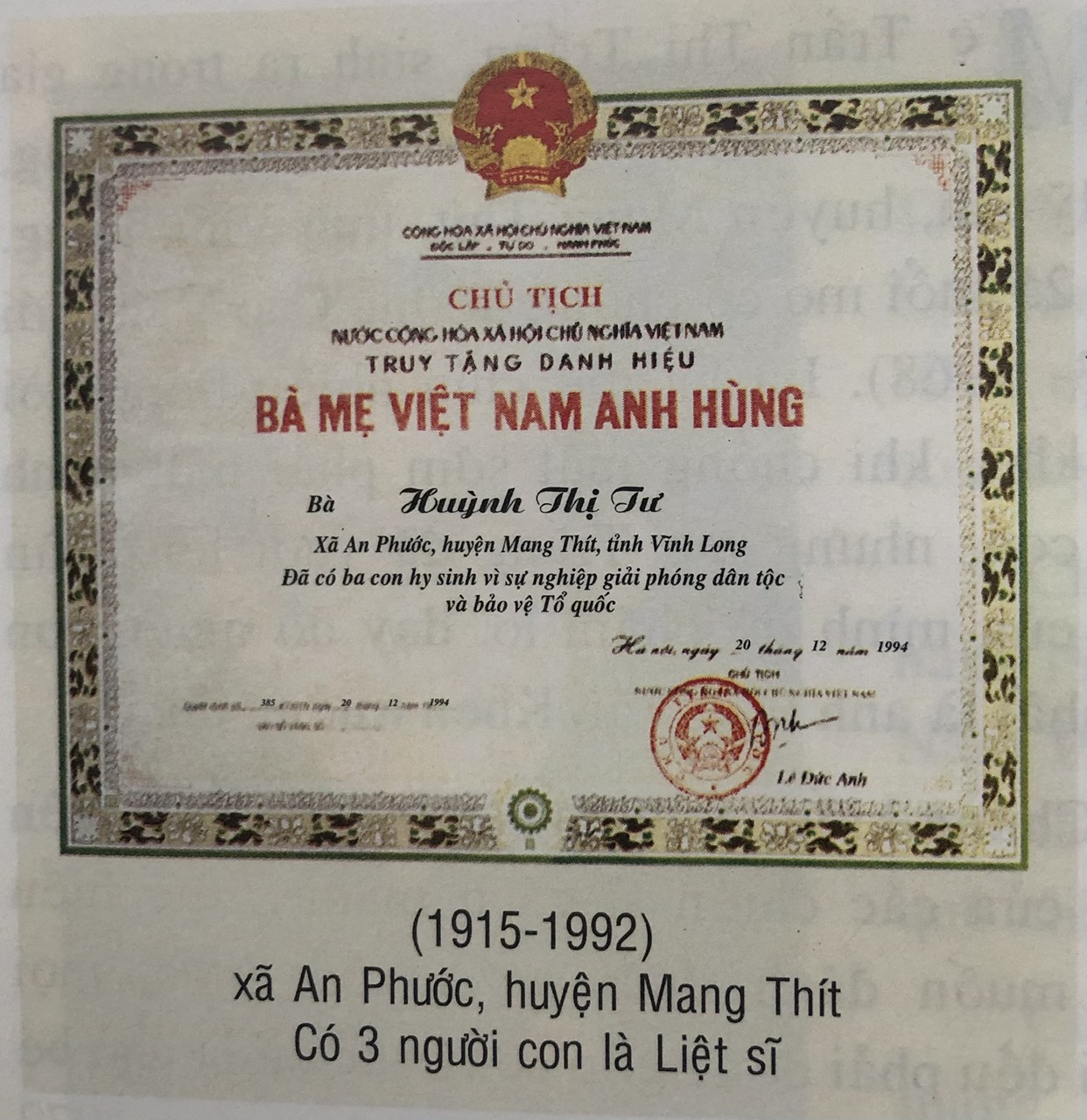 HUỲNH THỊ TƯ