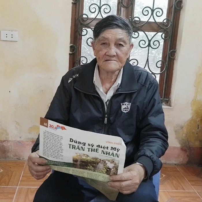 Ông Nguyễn Đình Cán - nguyên Trung đội trưởng đội dân quân tự vệ xã Tiền Châu nay là phường Phúc Yên