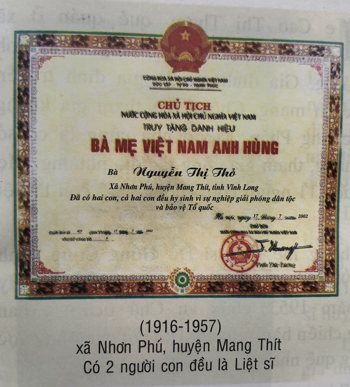 NGUYỄN THỊ THỎ