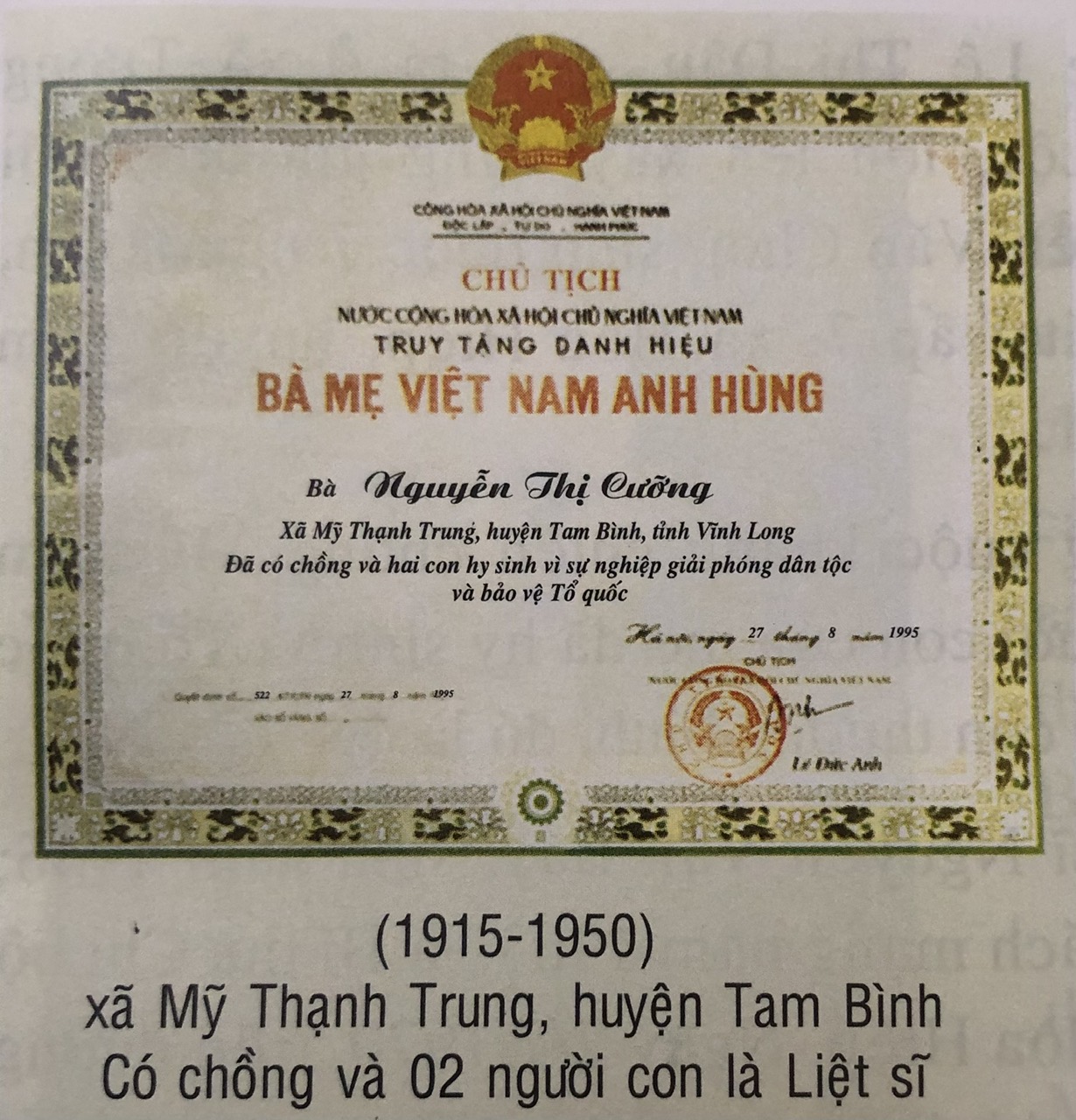 NGUYỄN THỊ CƯỠNG